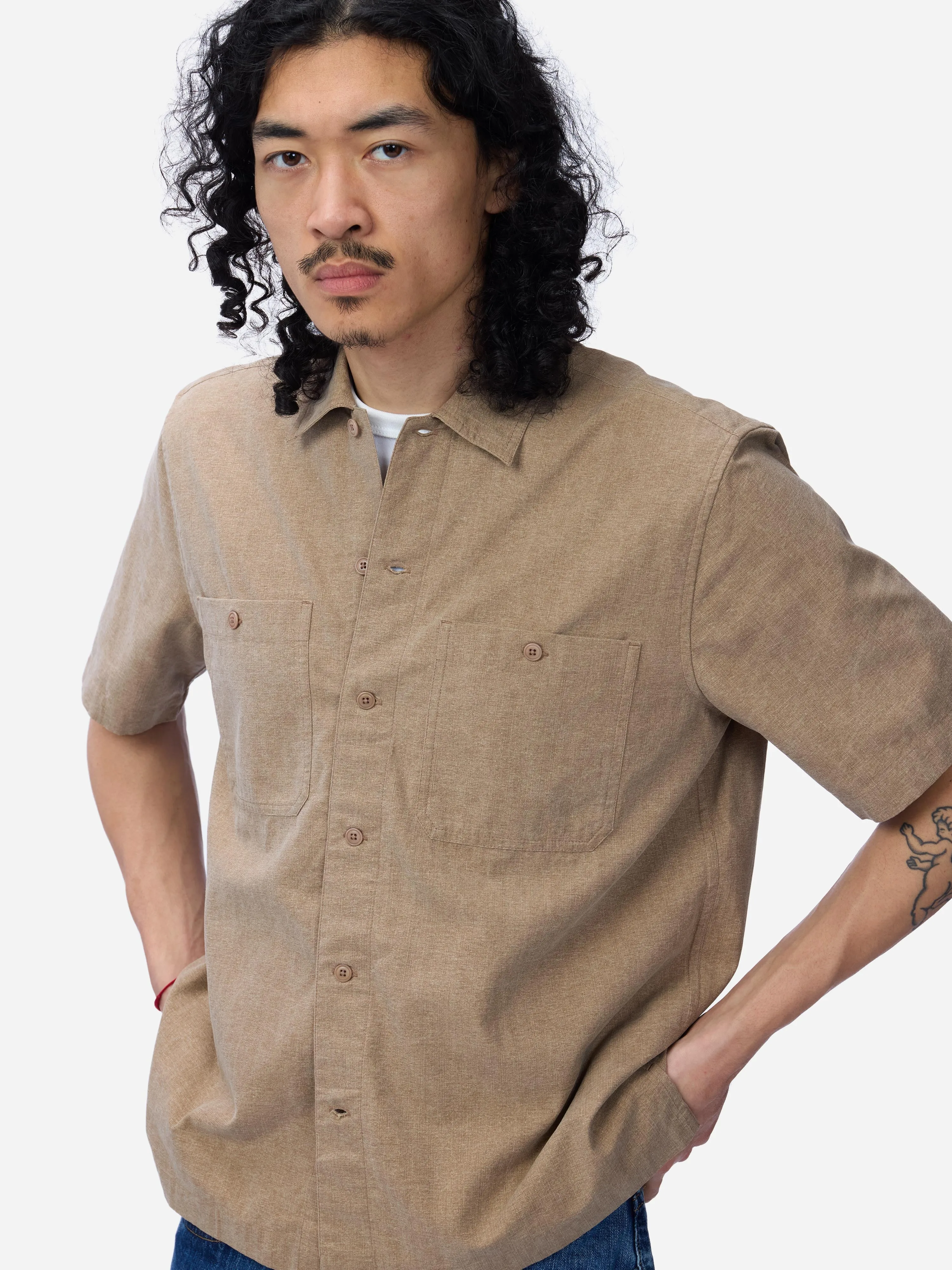 Short Sleeve Workshirt ~ Brown Pigment Dye sold by 3sixteen product image thumbnail 5