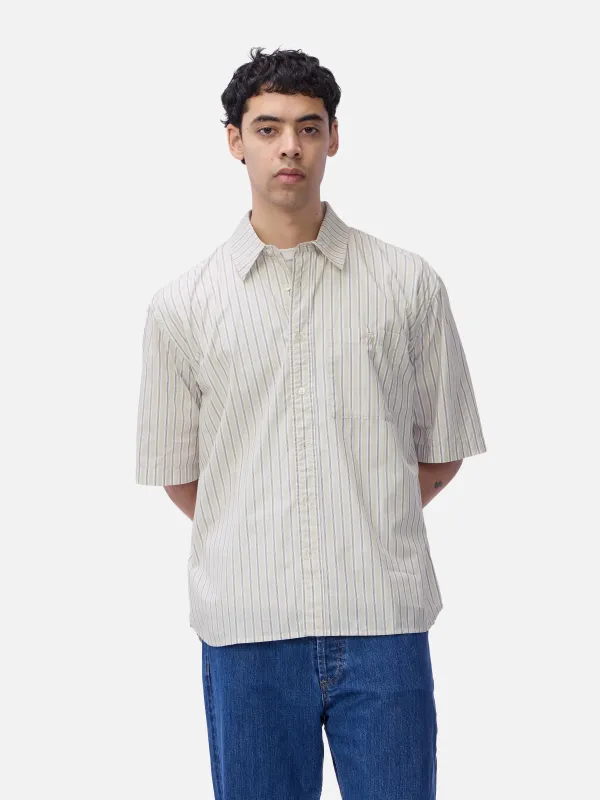 Short Sleeve Commuter Shirt ~ Tan Stripe made by 3sixteen