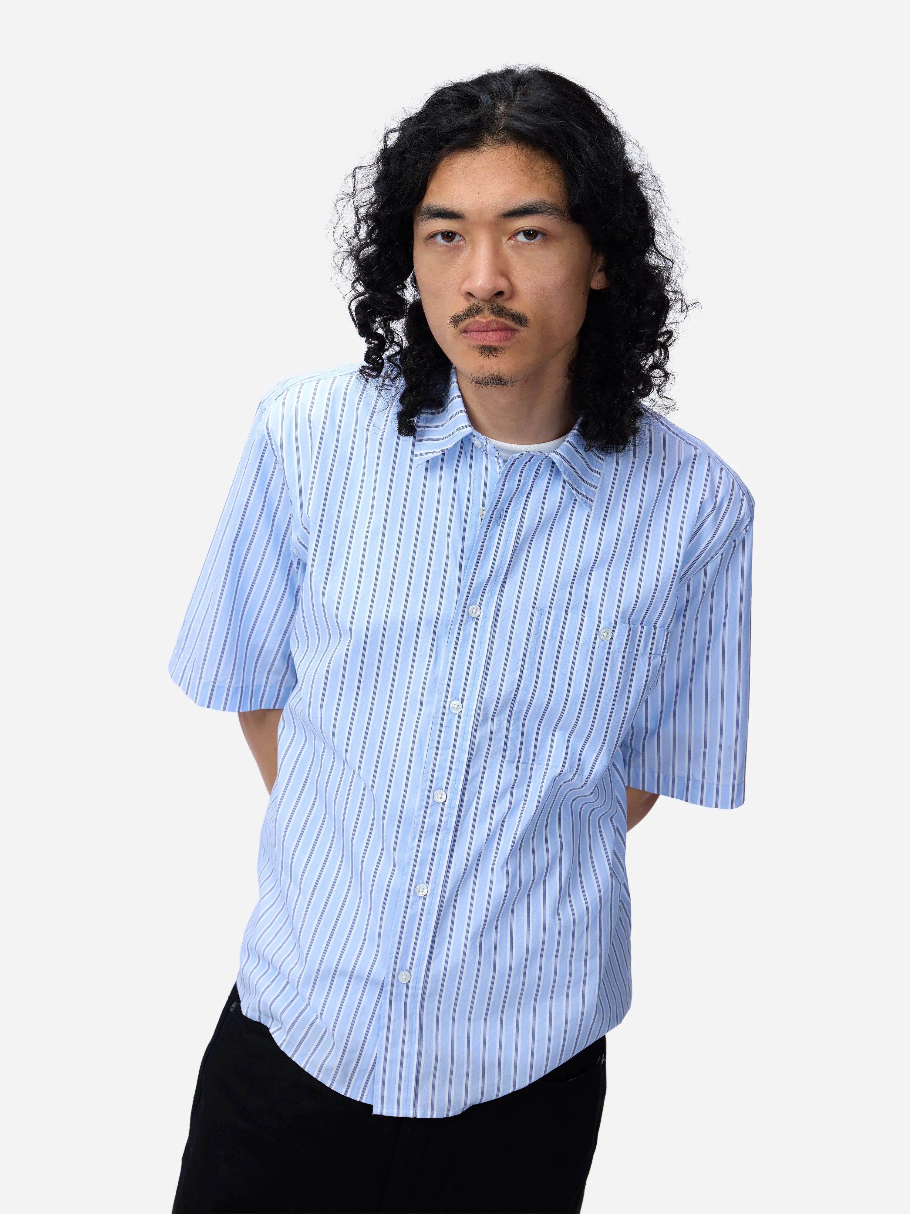 Short Sleeve Commuter Shirt ~ Blue Stripe sold by 3sixteen product image thumbnail 4