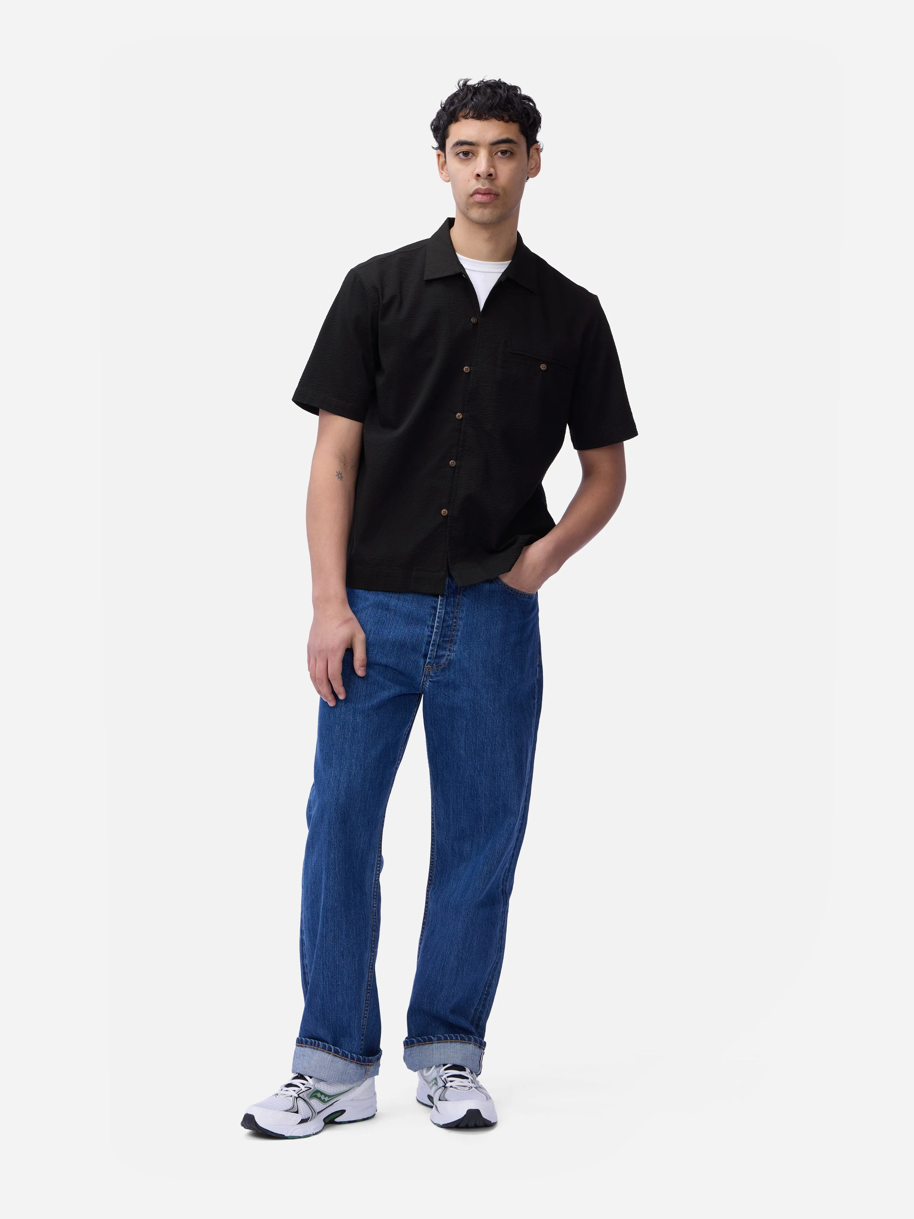 Short Sleeve Loop Shirt ~ Black Seersucker sold by 3sixteen product image thumbnail 3