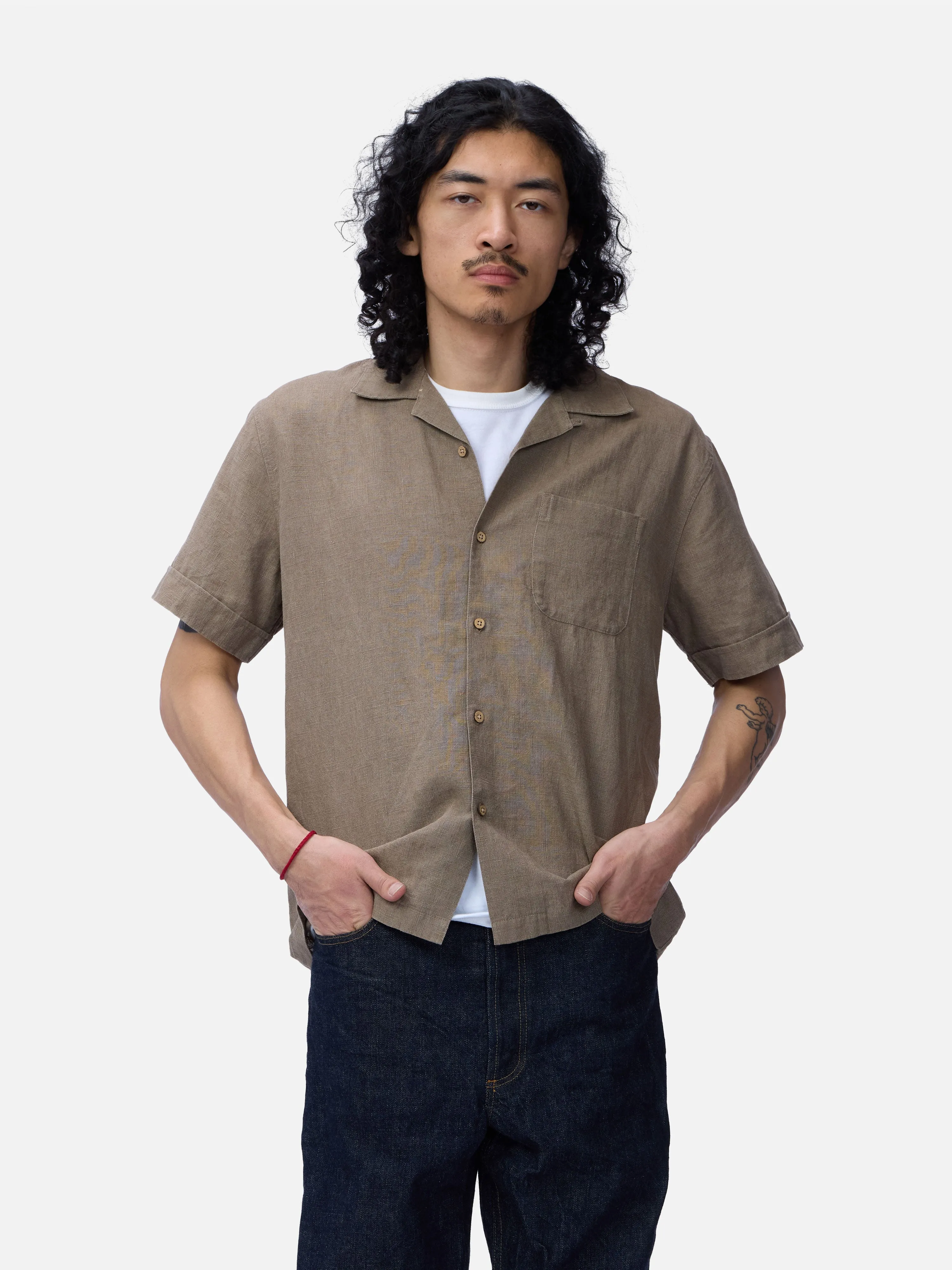 Vacation Shirt ~ Almond Linen sold by 3sixteen