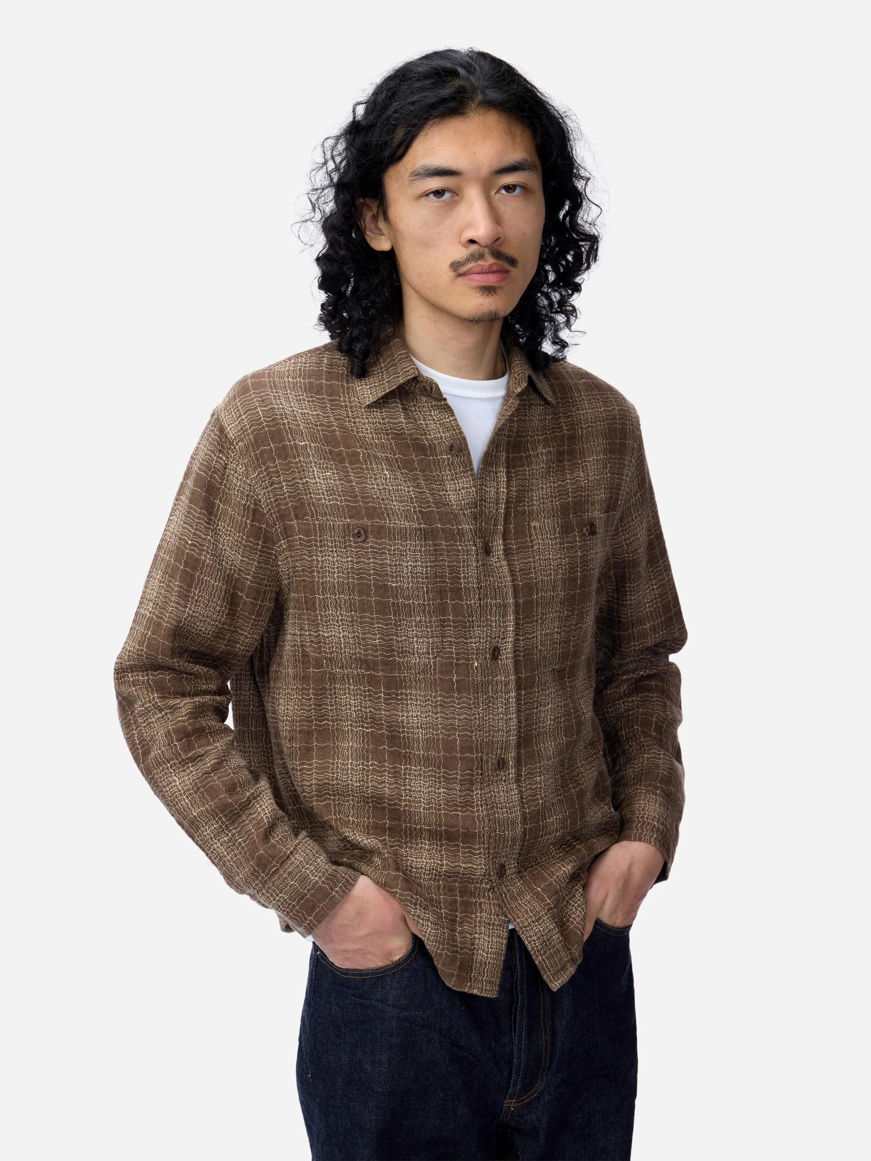 Utility Shirt ~ Drab Wavy Check sold by 3sixteen product image thumbnail 4