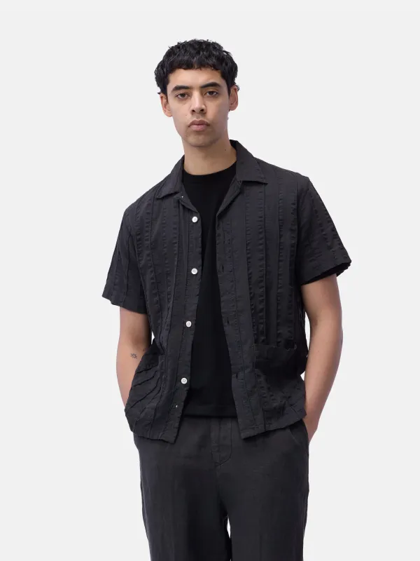 Cabana Shirt ~ Charcoal Rope Stripe made by 3sixteen