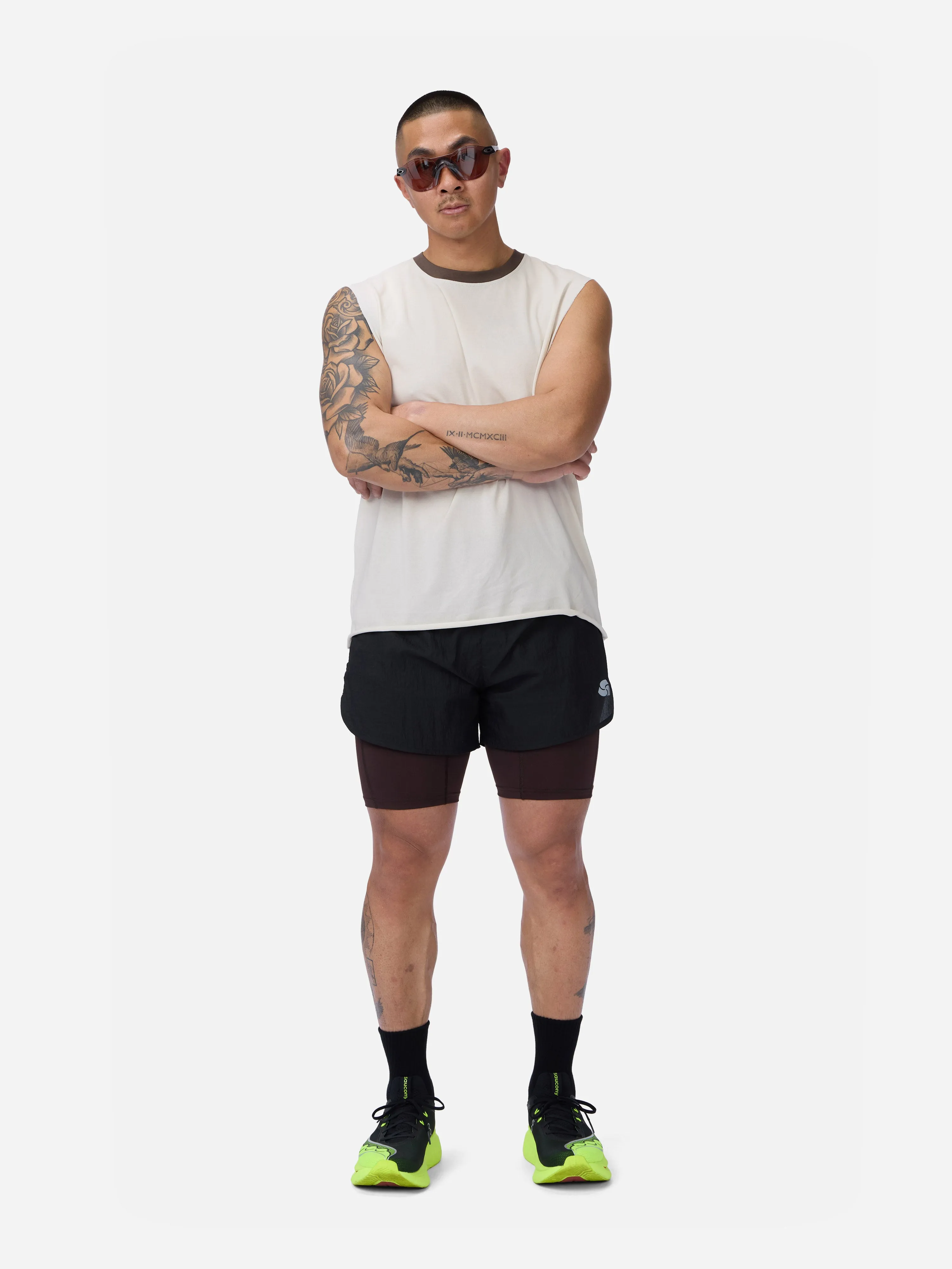 Training Cutoff Tee ~ White/Brown Ringer sold by 3sixteen product image thumbnail 3