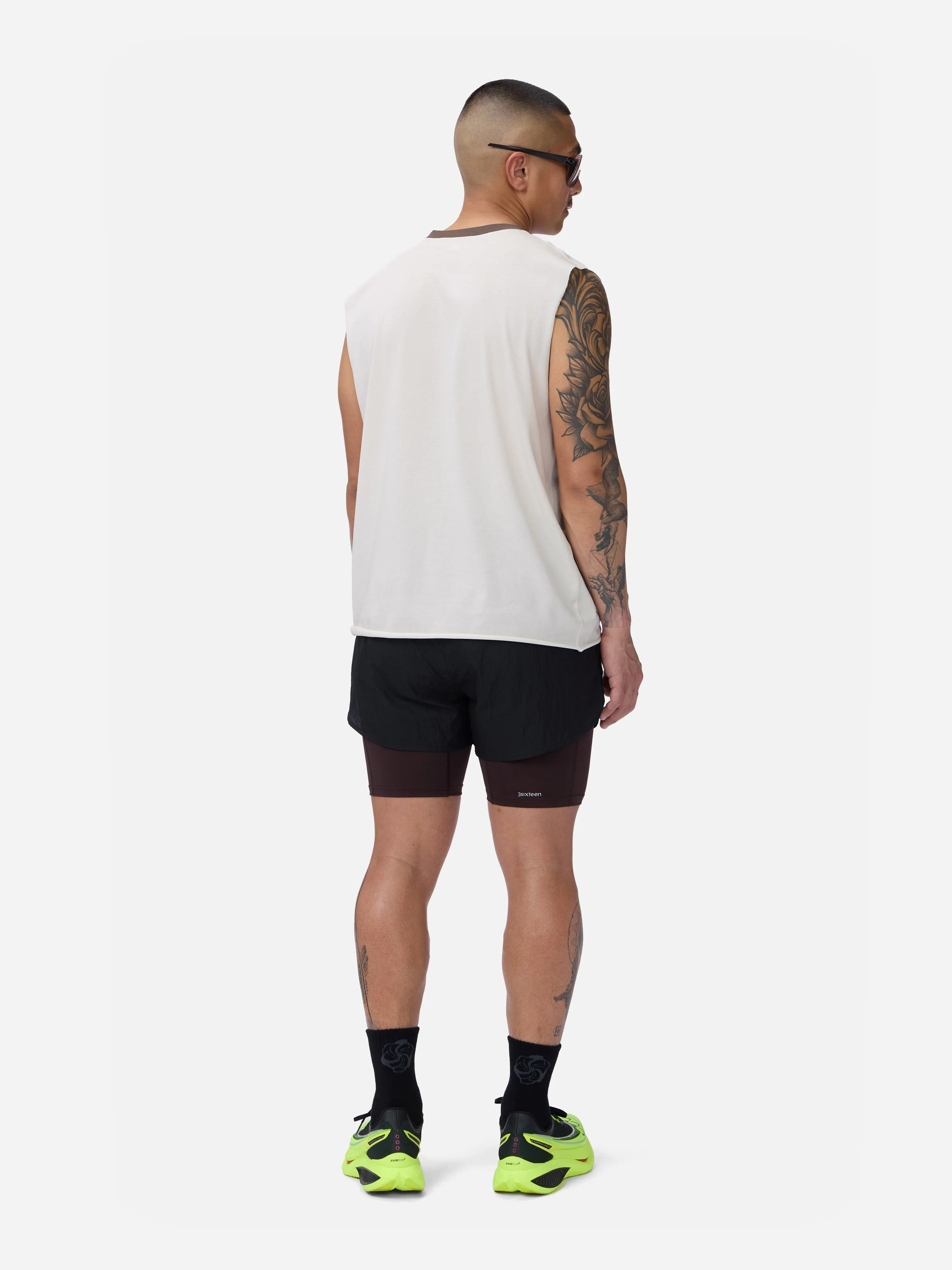 Training Cutoff Tee ~ White/Brown Ringer sold by 3sixteen product image thumbnail 2