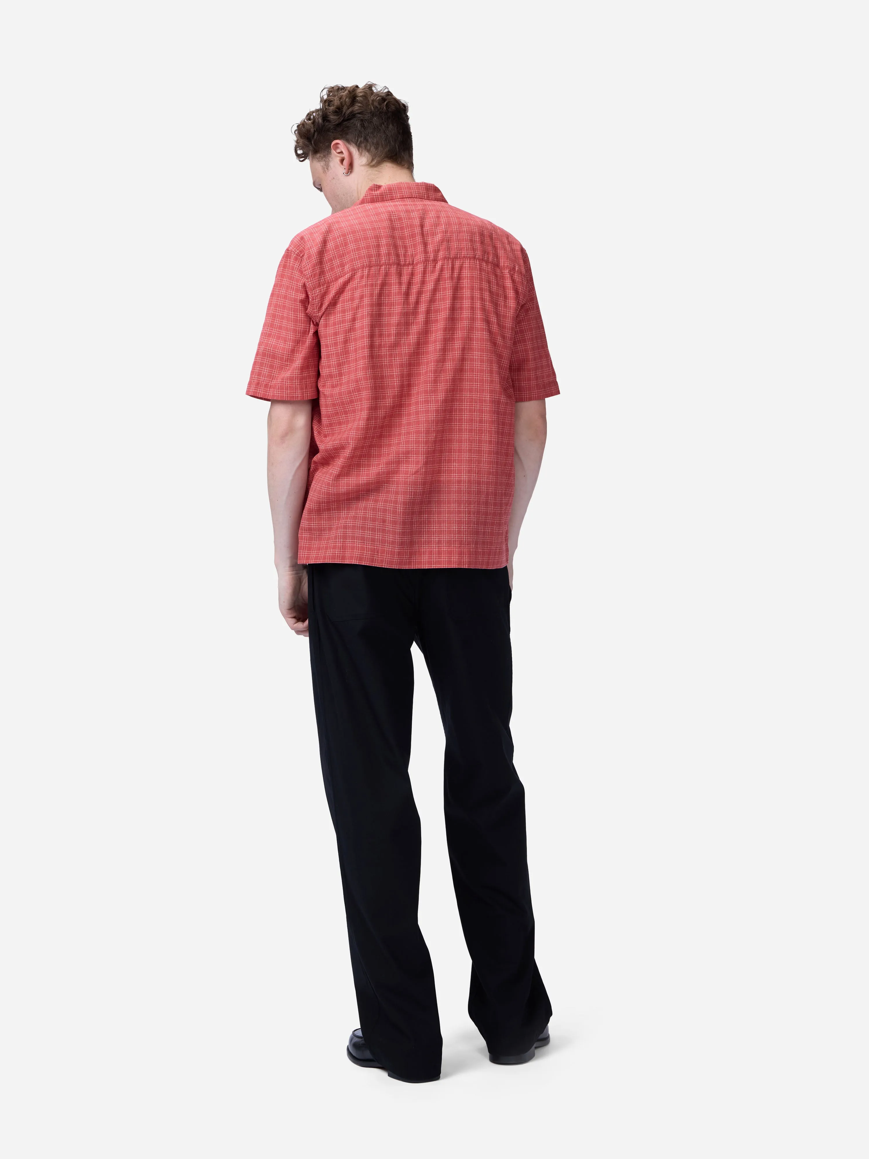 Short Sleeve Loop Shirt ~ Red Microcheck sold by 3sixteen product image thumbnail 2