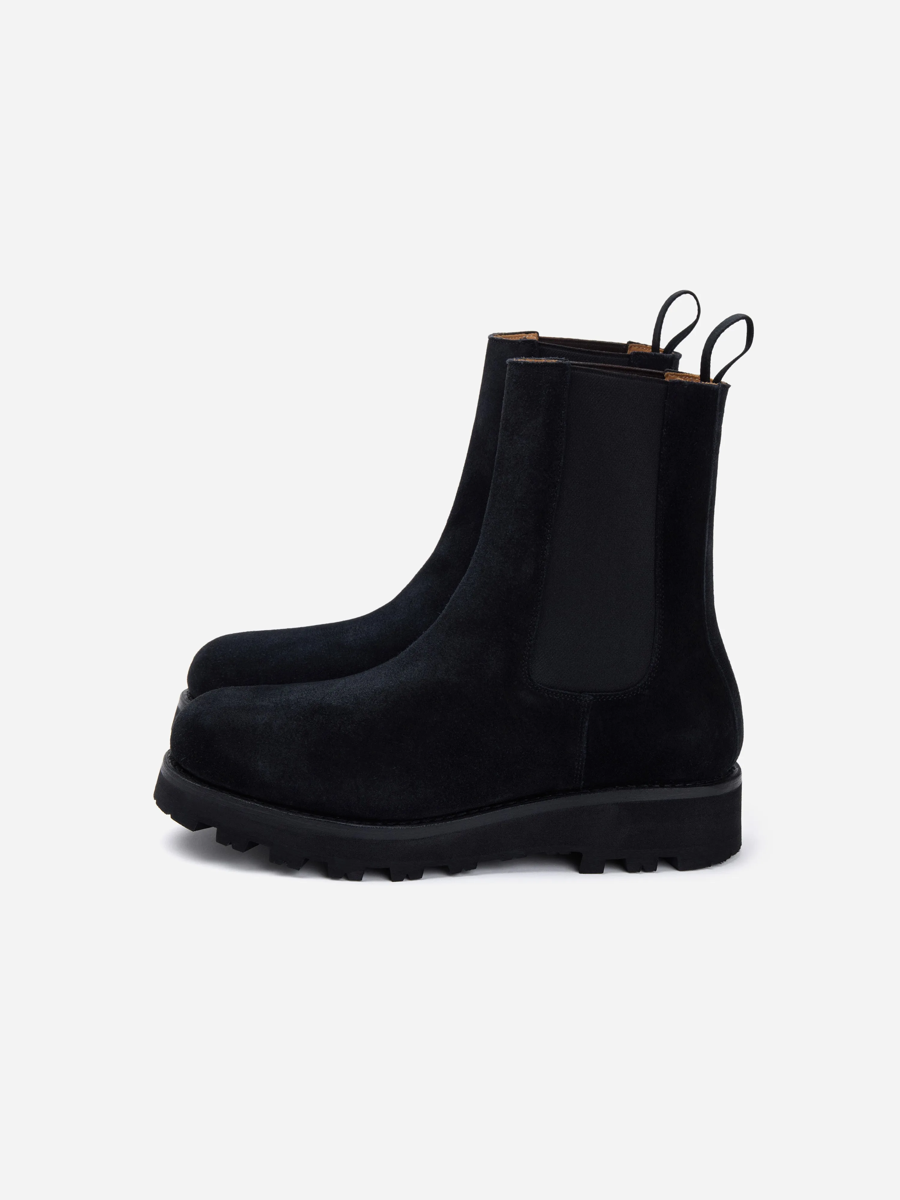 Lug Chelsea Boot ~ Black Suede sold by 3sixteen