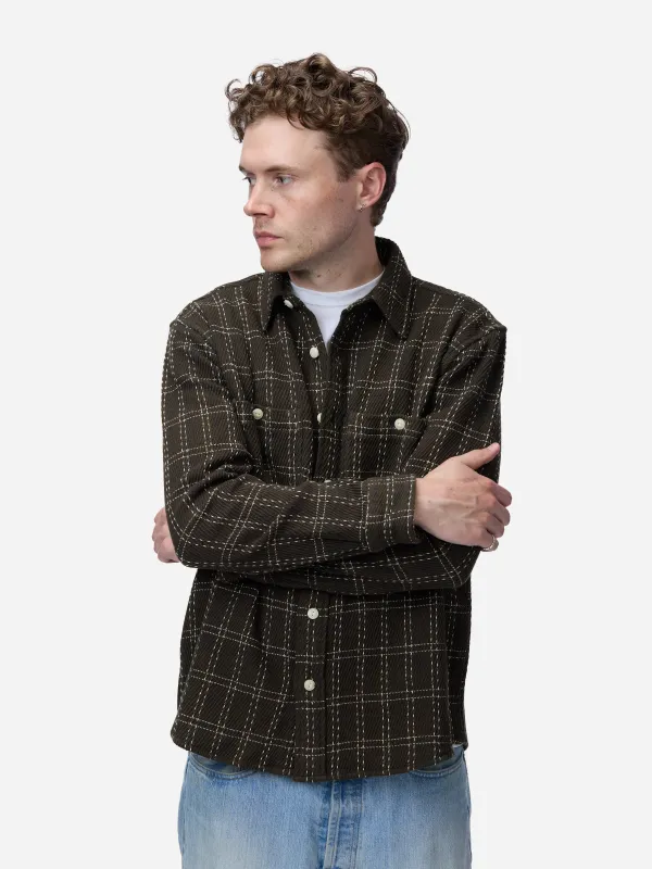Utility Flannel ~ Espresso Twill Check made by 3sixteen