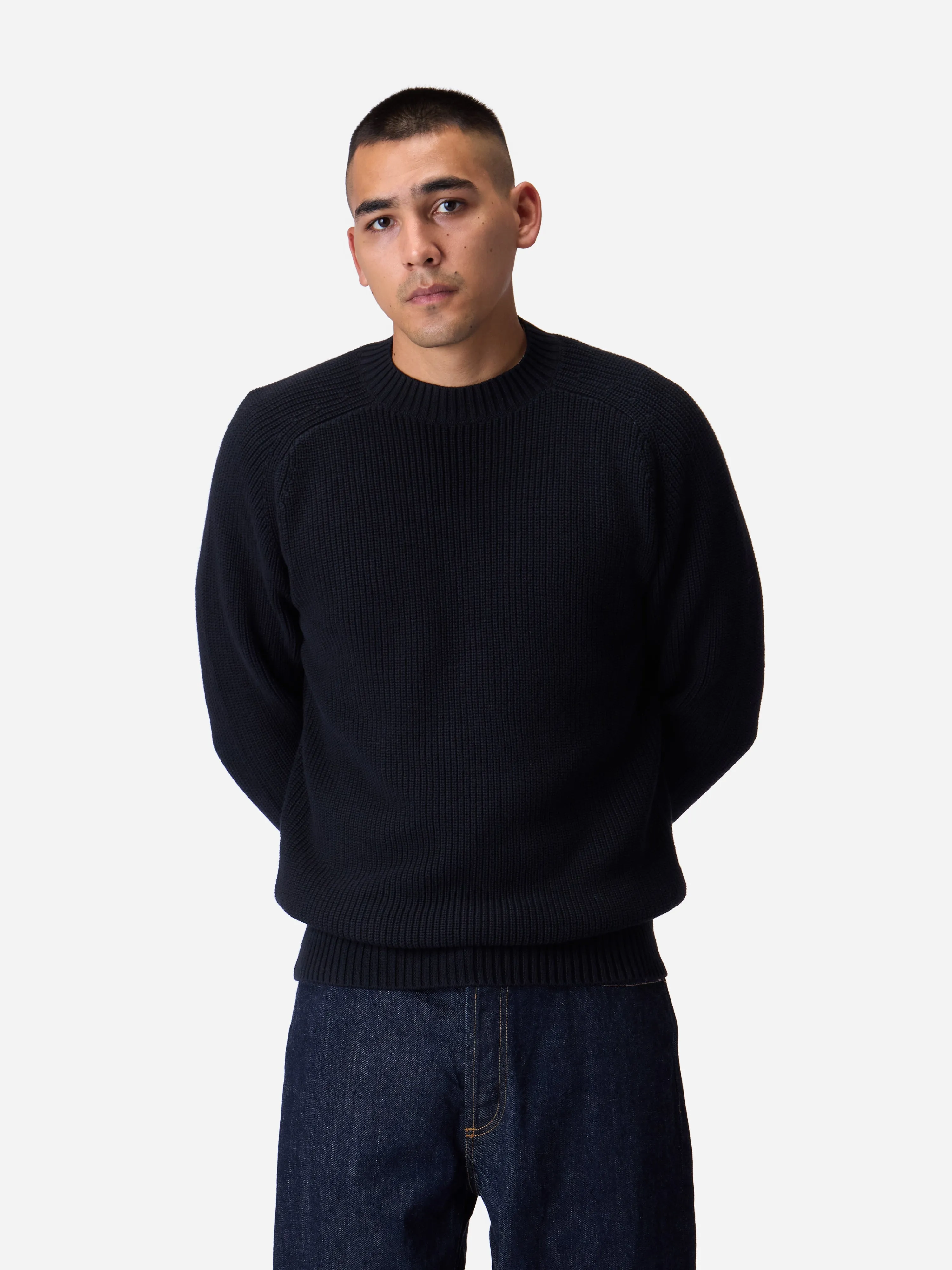 Cotton Crewneck Sweater ~ Black sold by 3sixteen