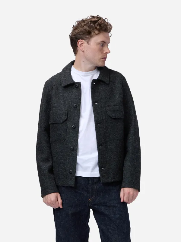 Officer Shirt ~ Charcoal Felted Wool made by 3sixteen