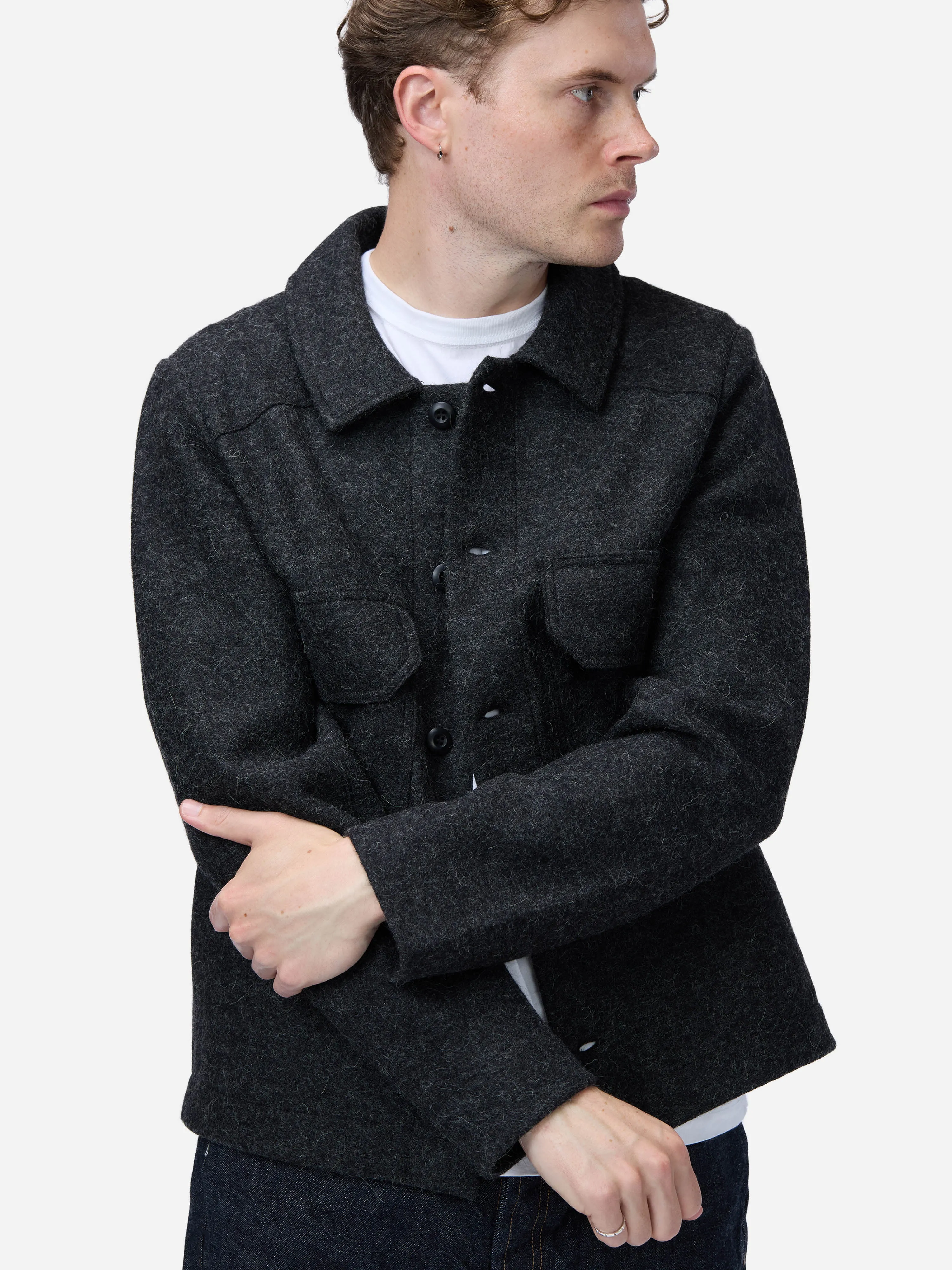 Officer Shirt ~ Charcoal Felted Wool sold by 3sixteen product image thumbnail 4