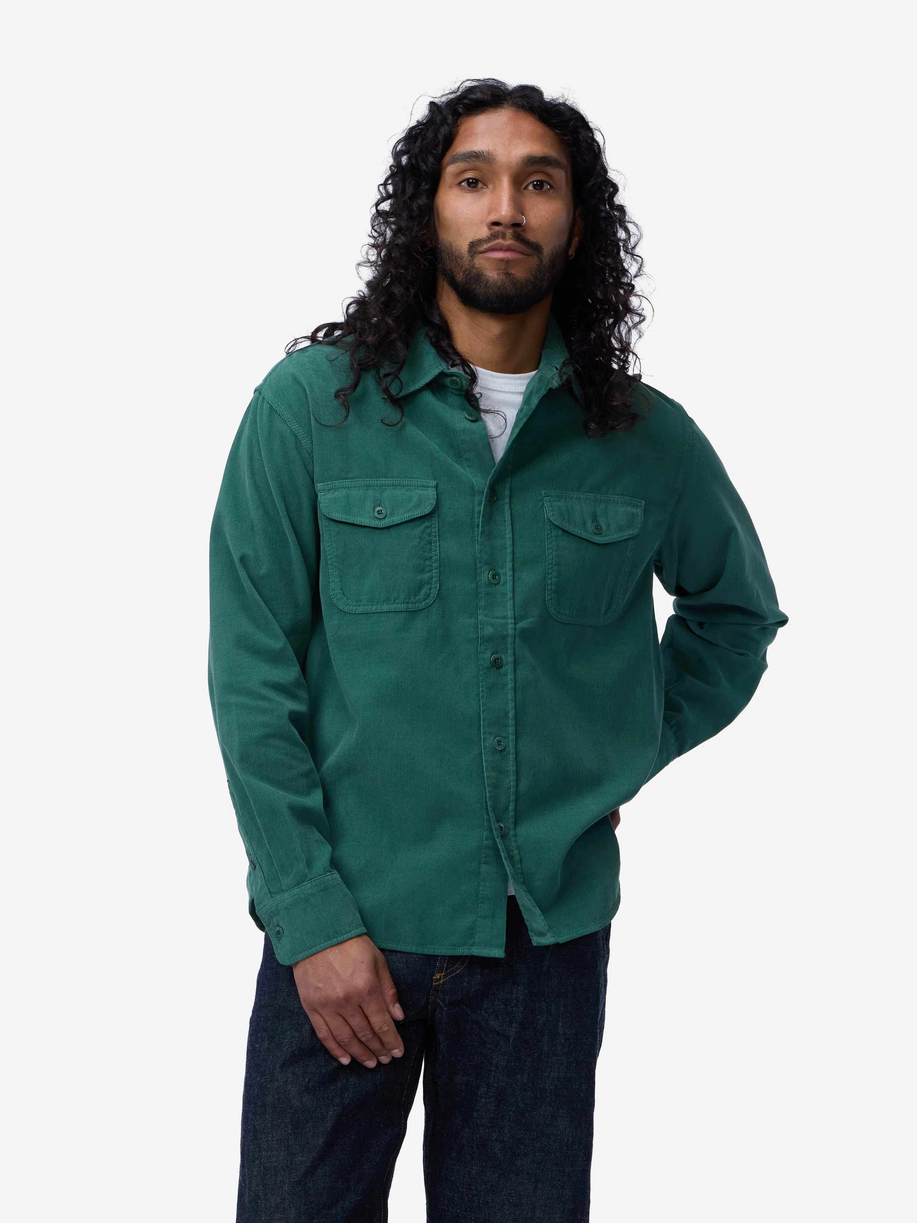 Studio Shirt ~ Hunter Green Corduroy sold by 3sixteen
