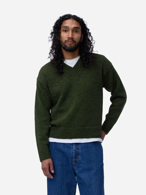 V-Neck Sweater ~ Hunter Green Tweed made by 3sixteen