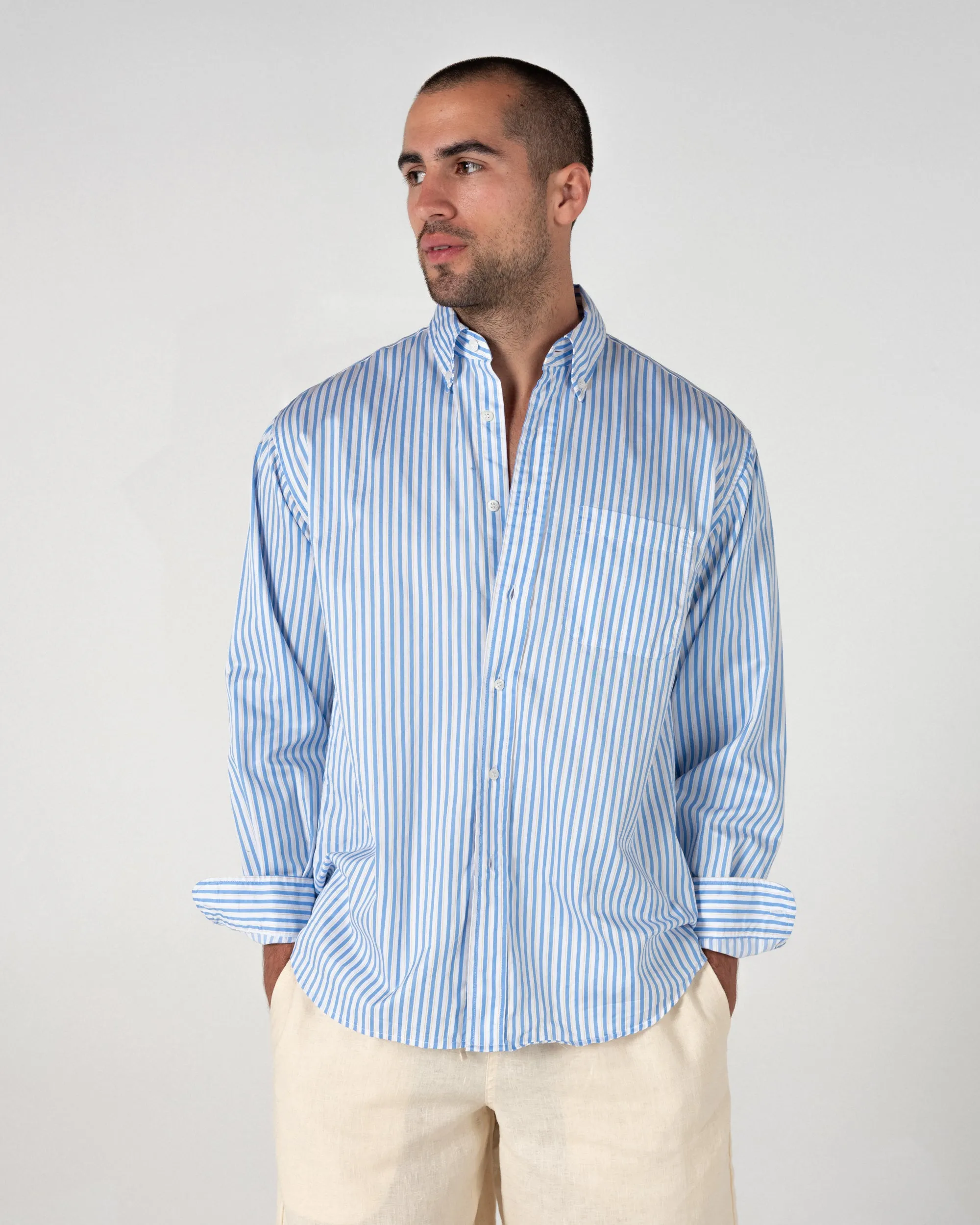 Relaxed Button Down in Butter Blue Stripe sold by Every Other Thursday product image thumbnail 3