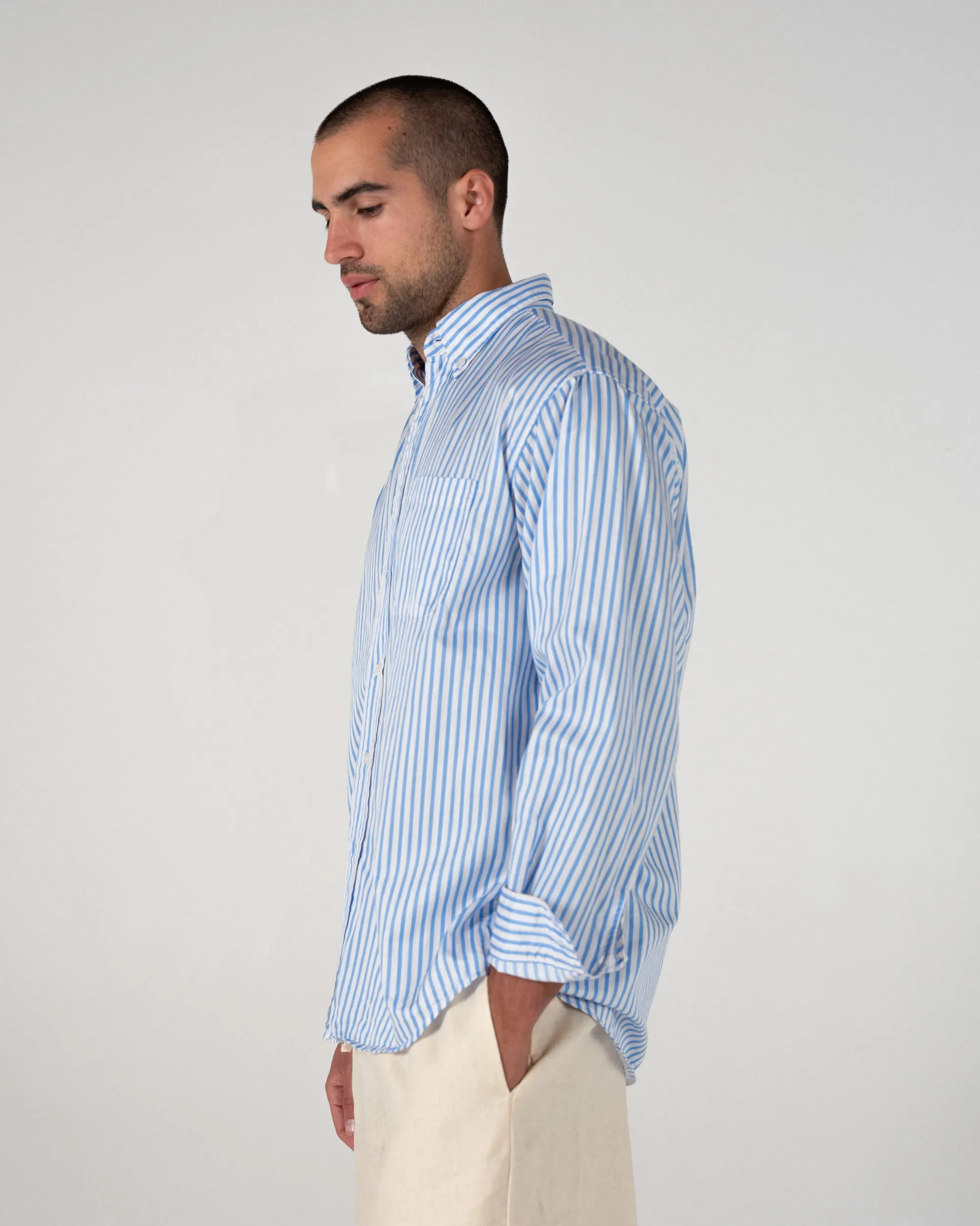 Relaxed Button Down in Butter Blue Stripe sold by Every Other Thursday product image thumbnail 4