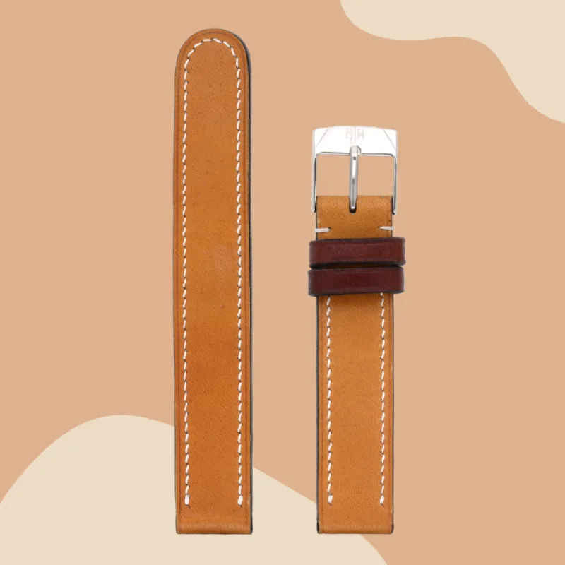 Handmade leather watch strap: London Tan sold by Mr Jones Watches