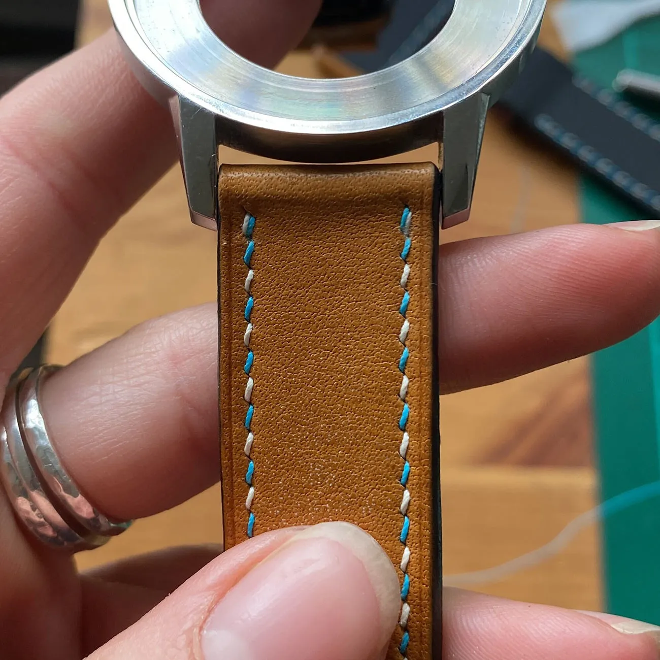 Handmade leather watch strap: London Tan sold by Mr Jones Watches product image thumbnail 3