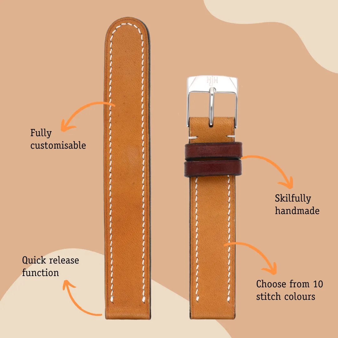 Handmade leather watch strap: London Tan sold by Mr Jones Watches product image thumbnail 2