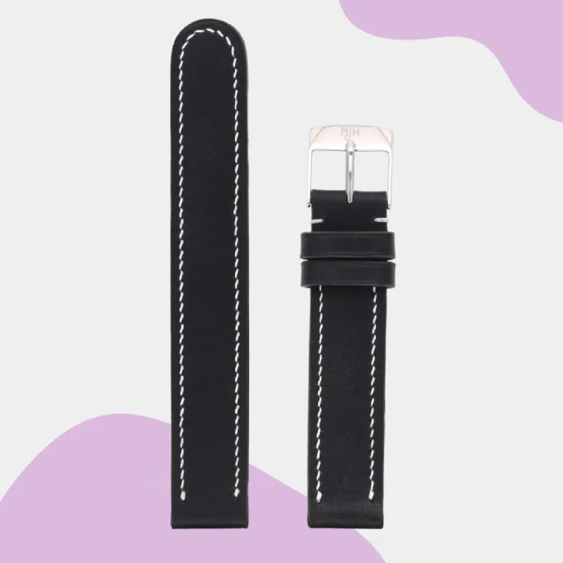 Handmade leather watch strap: Black made by Mr Jones Watches
