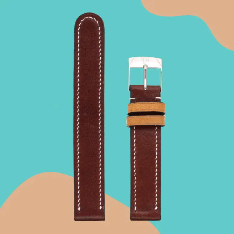 Handmade leather watch strap: Australian Nut sold by Mr Jones Watches