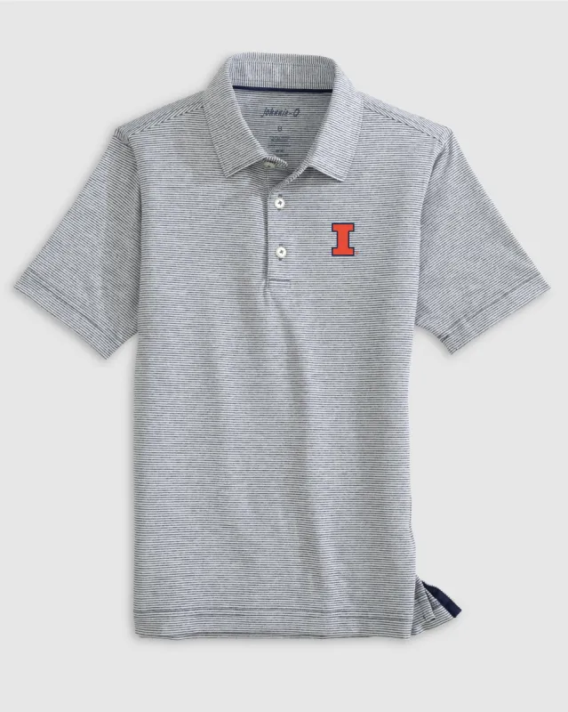 Illinois Lyndonn Jr. Striped Jersey Performance Polo made by Johnnie-O