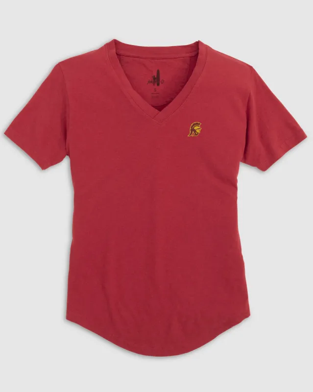 Women's Southern California Merediths V-Neck T-Shirt - Trojan Logo made by Johnnie-O