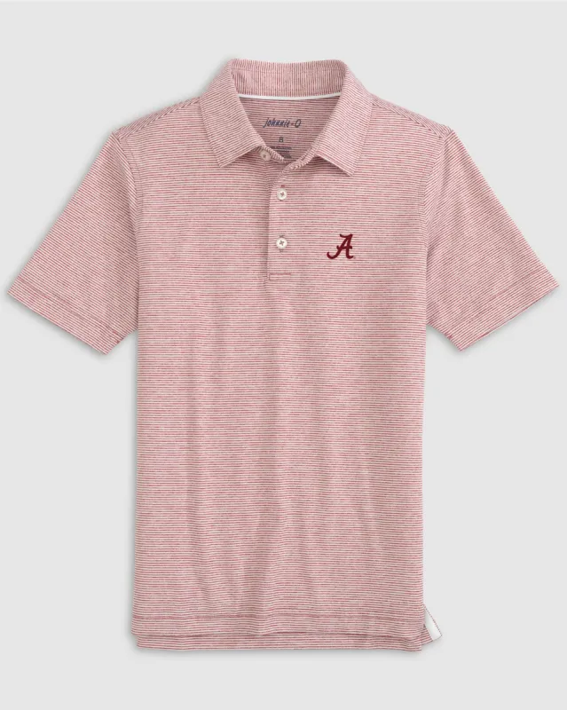 Alabama Lyndonn Jr. Striped Jersey Performance Polo sold by Johnnie-O