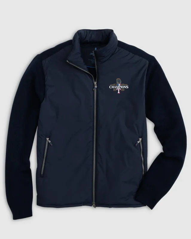 Texas Rangers World Series 2023 Lanier Mixed Media Sweater Jacket sold by Johnnie-O