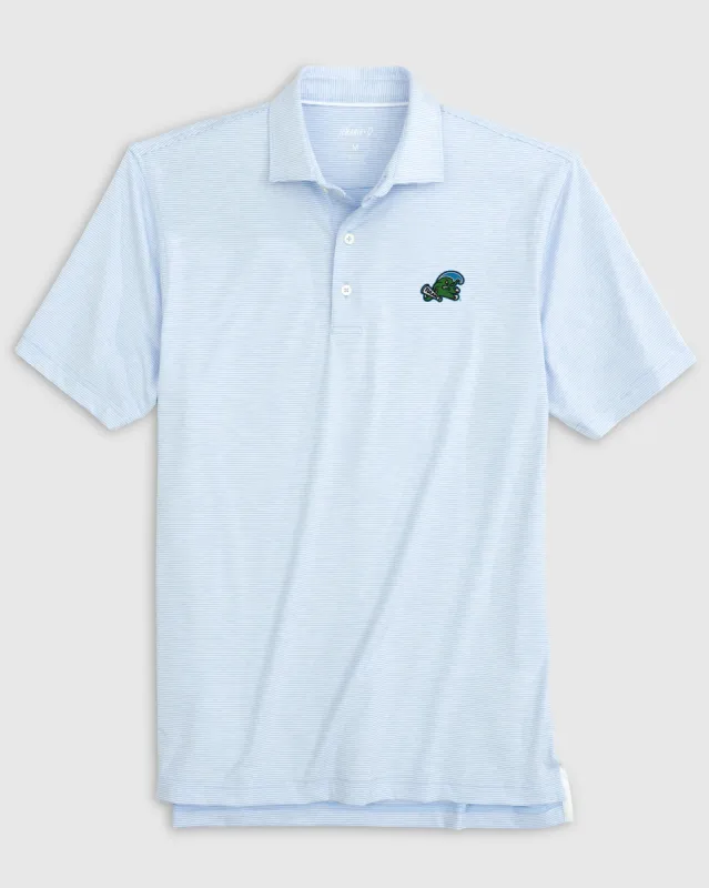 Tulane Lyndonn Striped Jersey Performance Polo - Angry Wave Logo sold by Johnnie-O