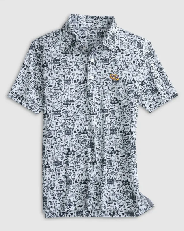 Louisiana State Tailgater Jr. Printed Jersey Performance Polo - Tiger Eye Logo made by Johnnie-O