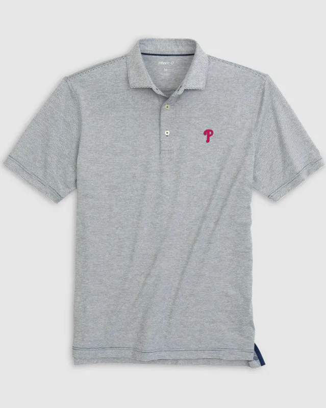 Philadelphia Phillies Lyndonn Striped Jersey Performance Polo sold by Johnnie-O