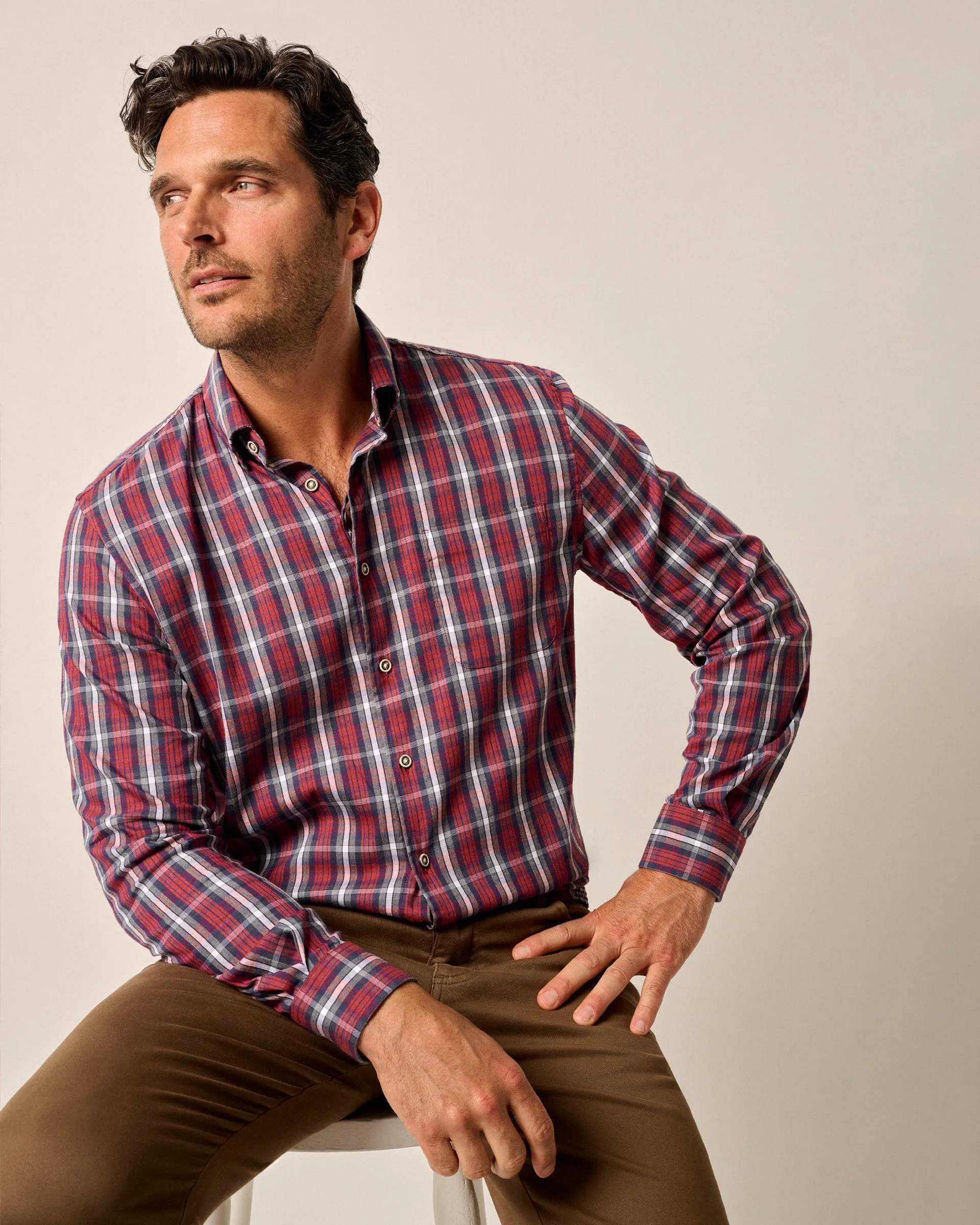 Tucked Cotton Blend Button Up Shirt - Casten sold by Johnnie-O product image thumbnail 3