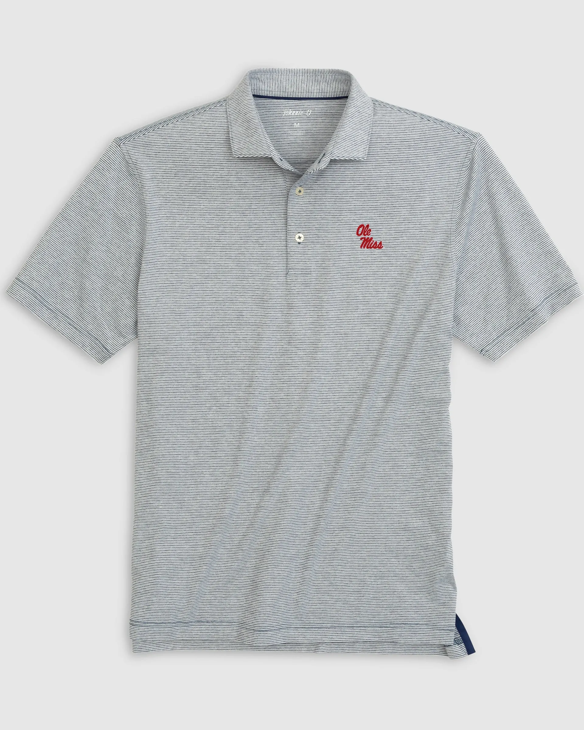 Ole Miss Lyndonn Striped Jersey Performance Polo - Stacked Logo sold by Johnnie-O