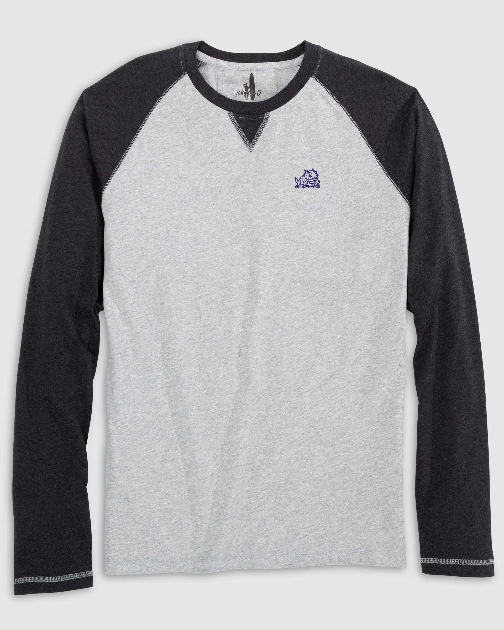 Texas Christian Alsen Long Sleeve Baseball Tee - Horned Frog Logo sold by Johnnie-O