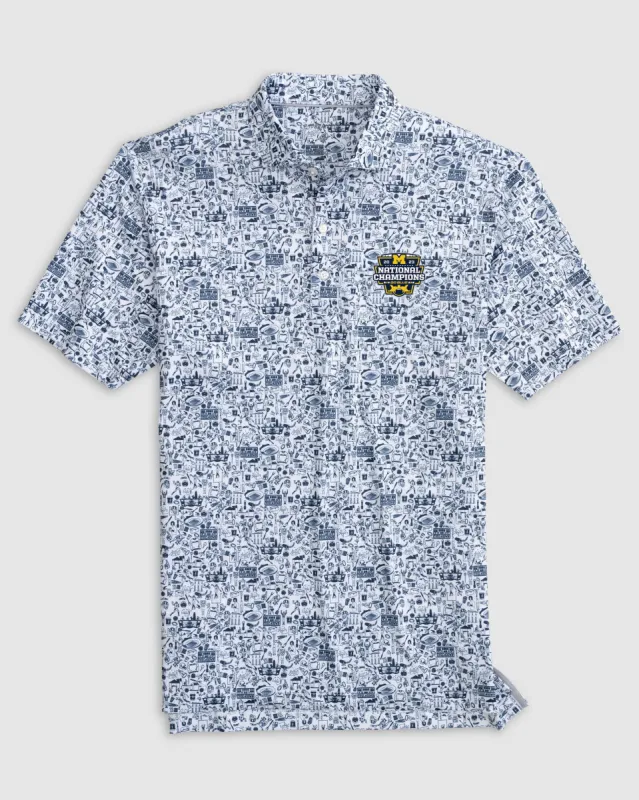 Michigan Tailgater 2.0 Printed Jersey Performance Polo - 2023 CFP Champions Logo sold by Johnnie-O