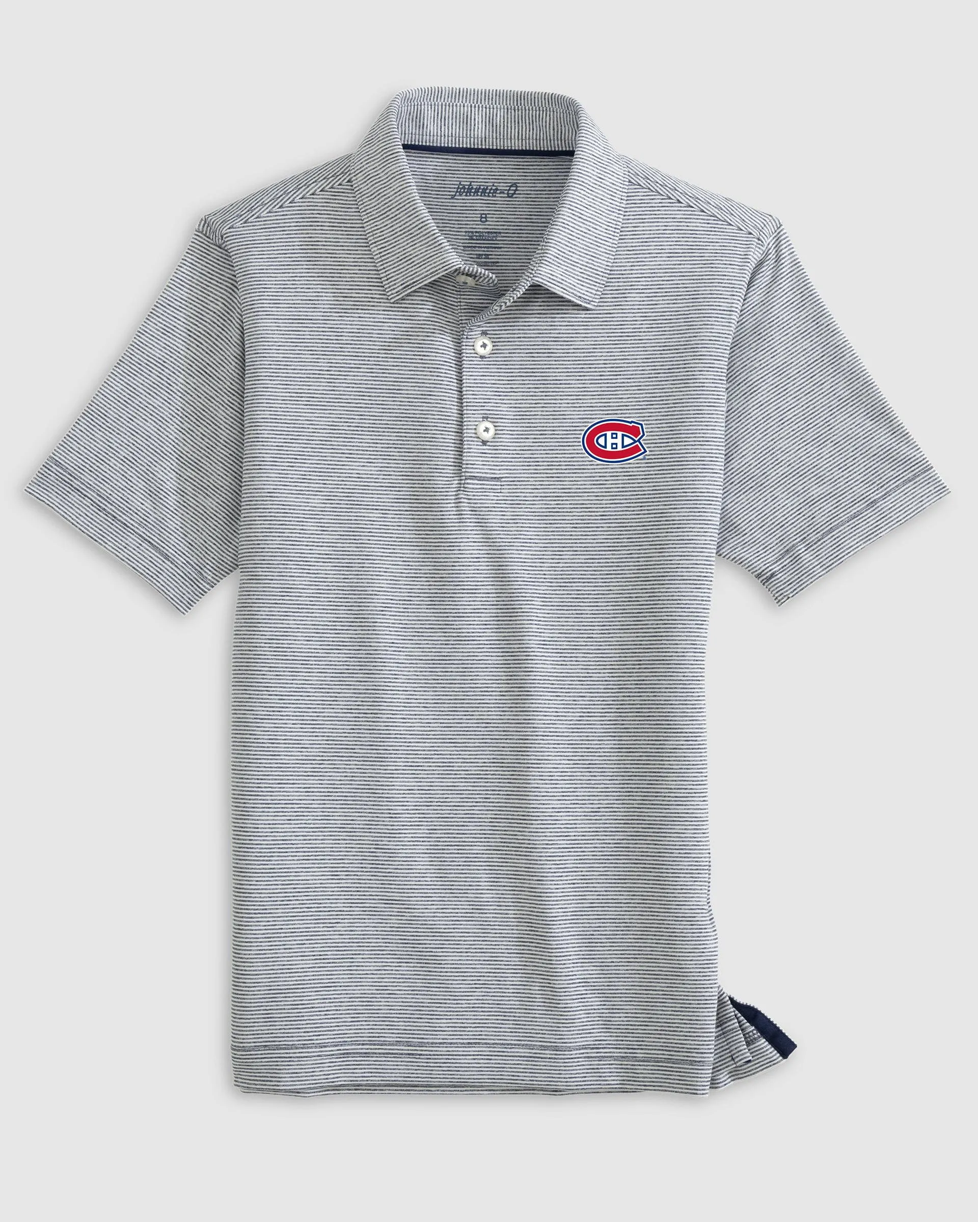 Montreal Canadiens Lyndonn Jr. Striped Jersey Performance Polo sold by Johnnie-O