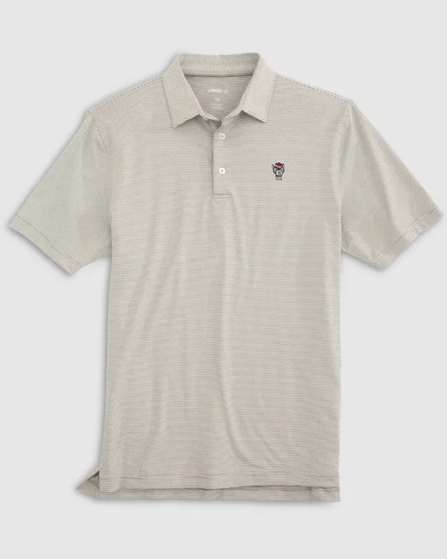 NC State Lyndonn Striped Jersey Performance Polo - Wolf Logo sold by Johnnie-O