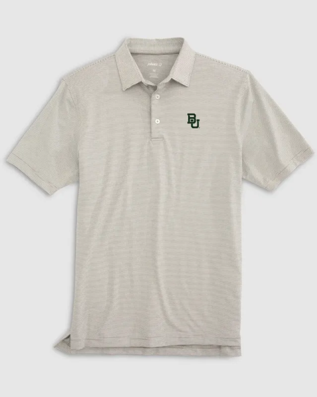 Baylor University Lyndonn Striped Jersey Performance Polo made by Johnnie-O