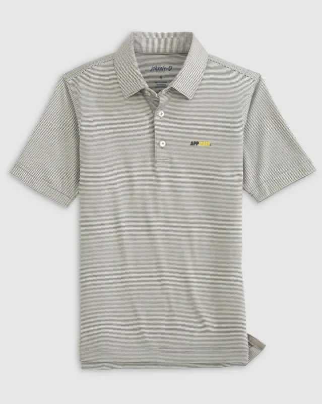 Appalachian State Lyndonn Jr. Striped Jersey Performance Polo sold by Johnnie-O
