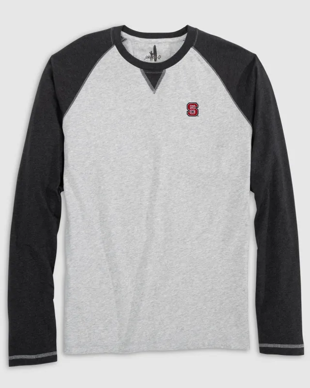NC State Alsen Long Sleeve Baseball Tee made by Johnnie-O