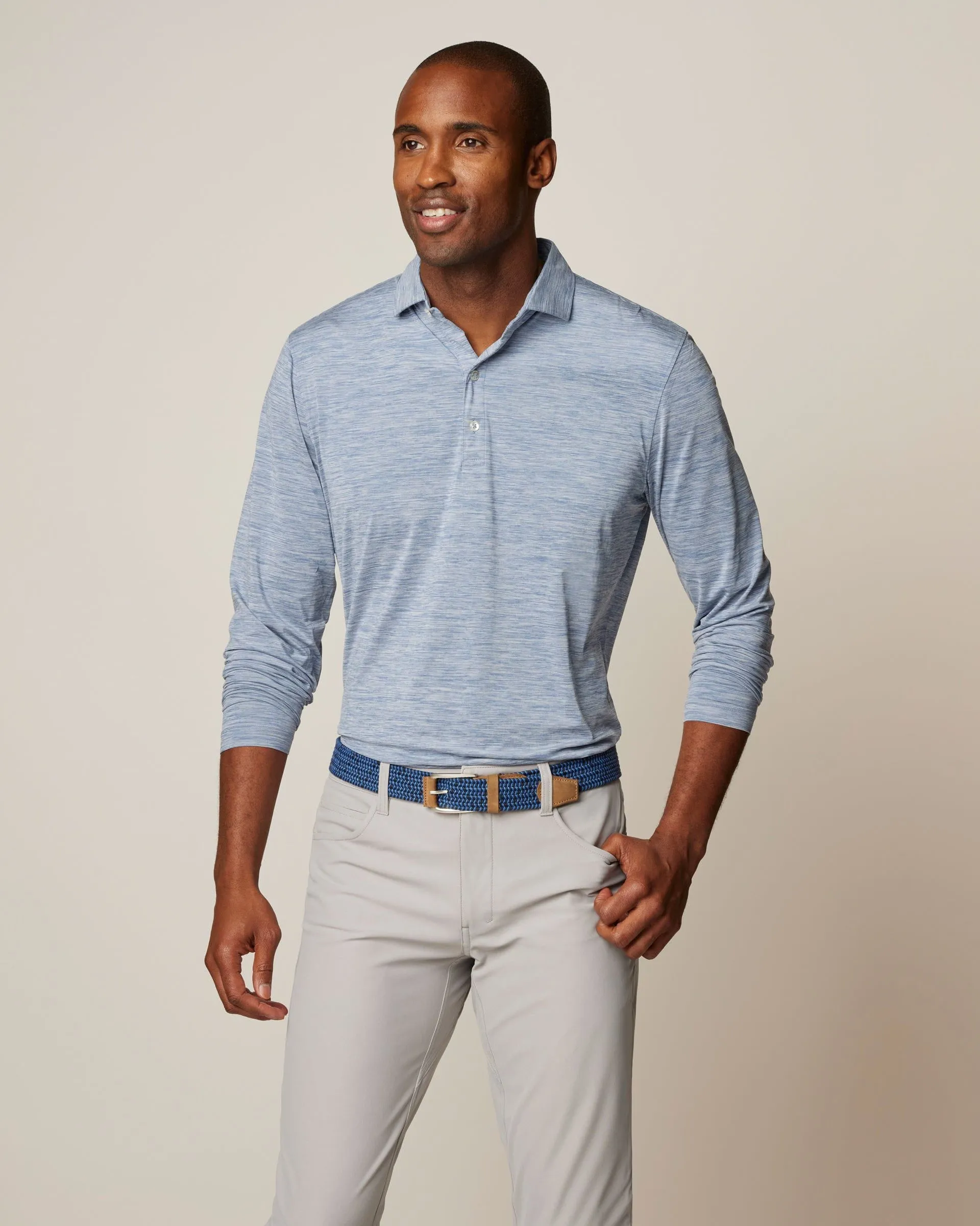 Featherweight Long Sleeve Performance Polo - Swing sold by Johnnie-O