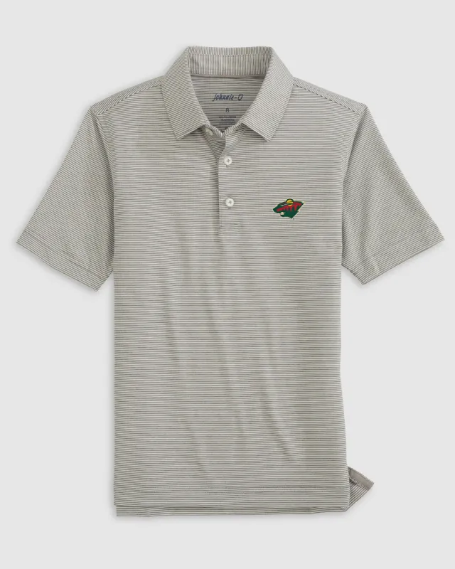 Minnesota Wild Lyndonn Jr. Striped Jersey Performance Polo sold by Johnnie-O