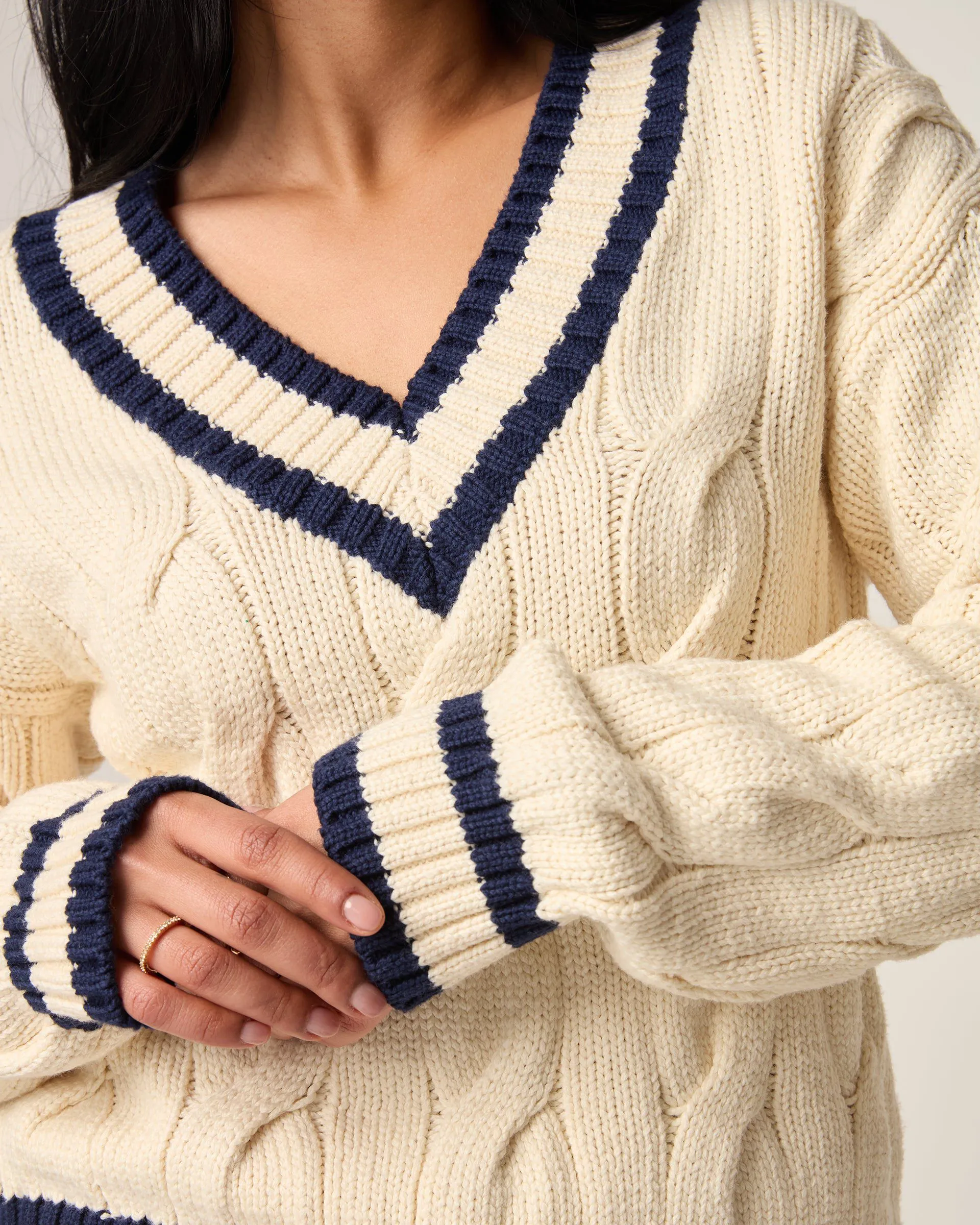 Varsity Cable Knit Cotton Sweater sold by Johnnie-O product image thumbnail 3