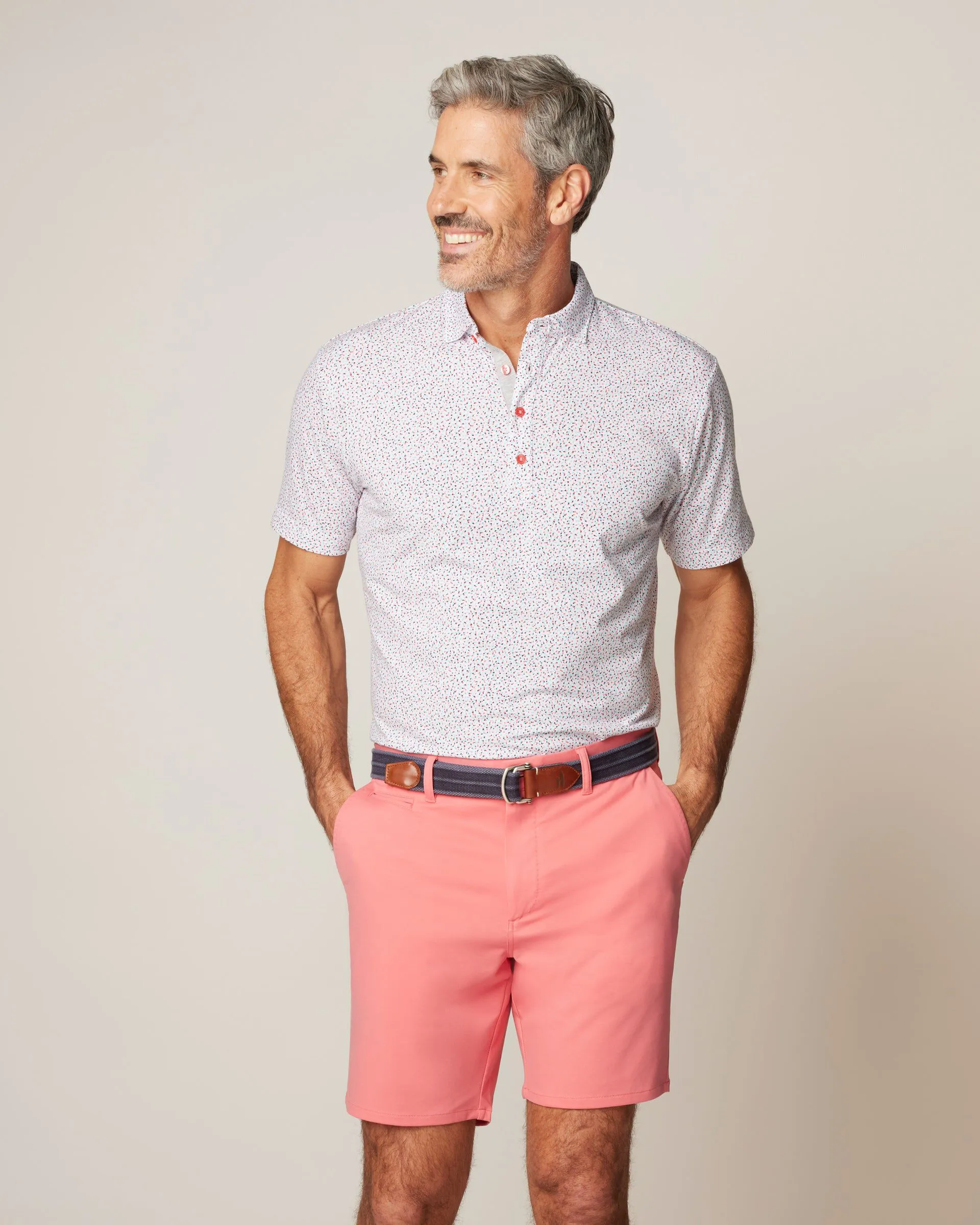 Ernest Printed Linxter Cotton Performance Polo sold by Johnnie-O