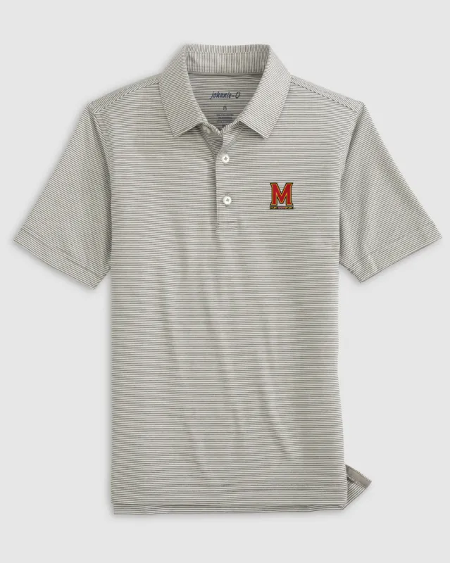Maryland Lyndonn Jr. Striped Jersey Performance Polo sold by Johnnie-O