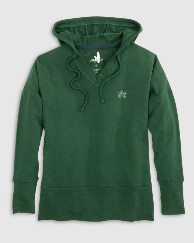 Women's Notre Dame Carrie Pullover Hoodie - Leprechaun Logo sold by Johnnie-O
