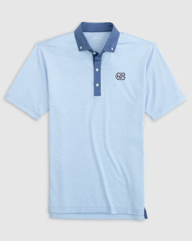 North Carolina Walsh Striped Jersey Performance Polo sold by Johnnie-O