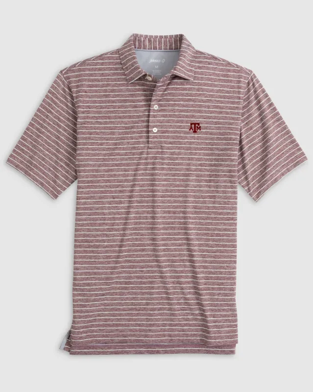 Texas A&M Newton Striped Jersey Performance Polo sold by Johnnie-O