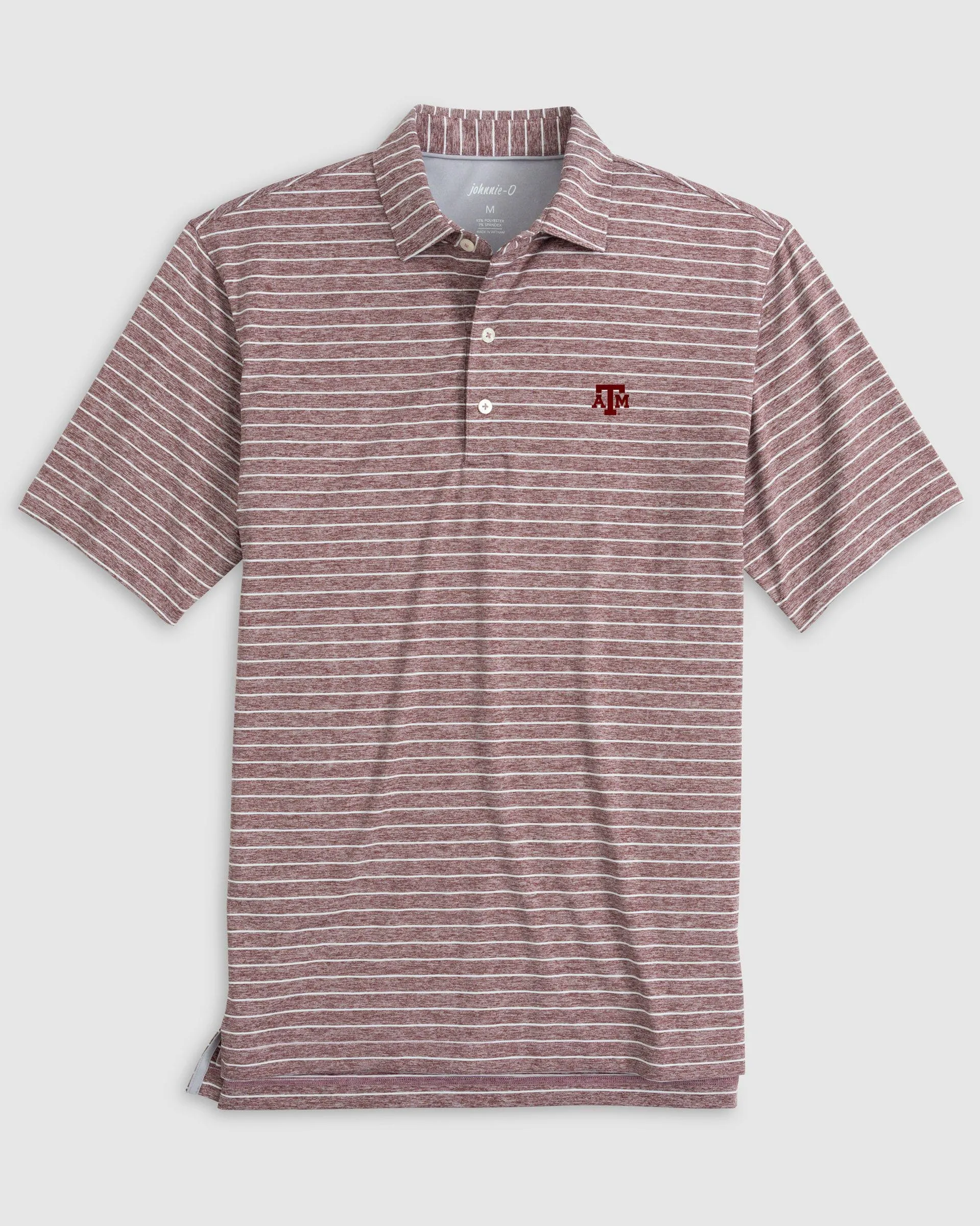Texas A&M Newton Striped Jersey Performance Polo sold by Johnnie-O