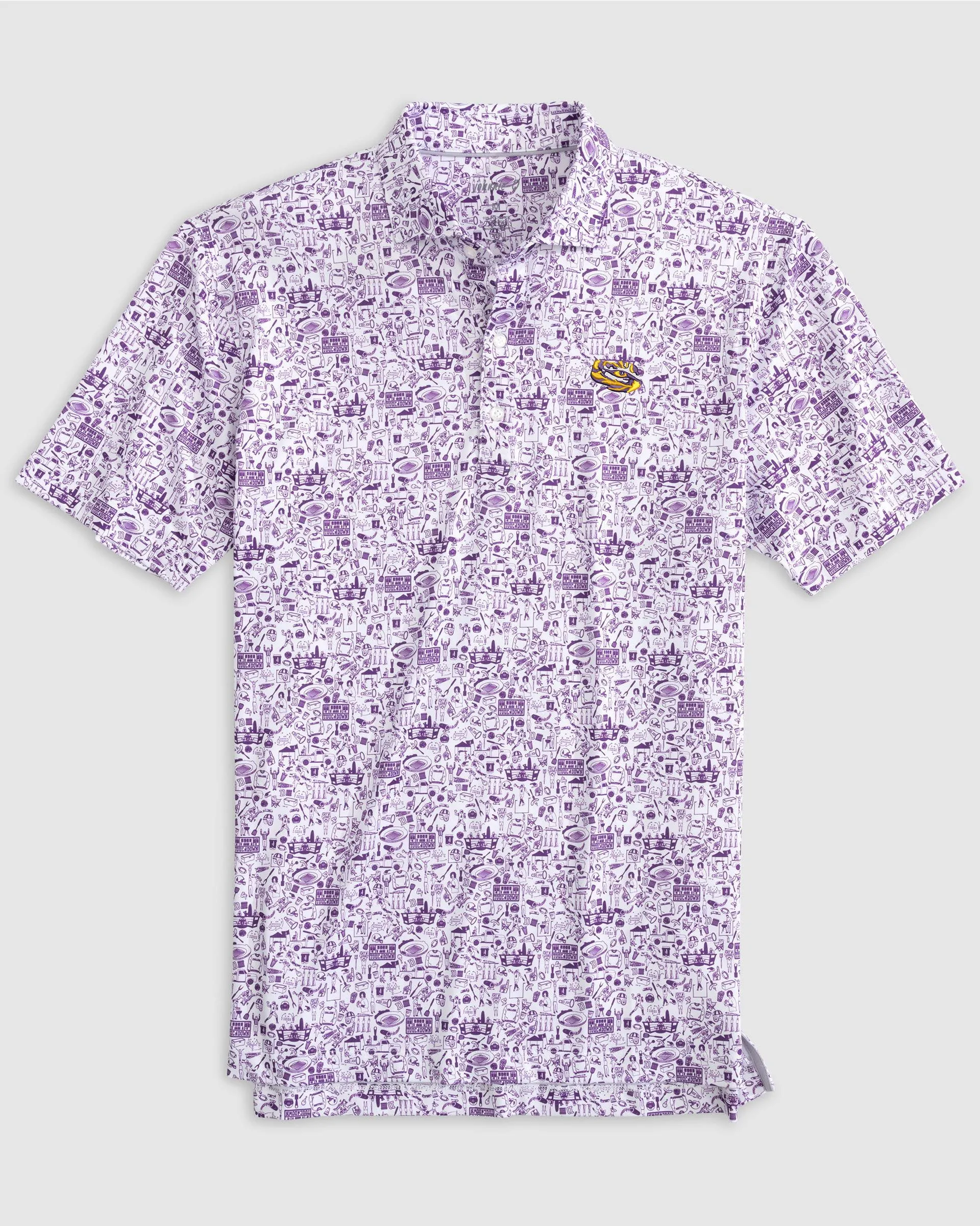 Louisiana State Tailgater Printed Jersey Performance Polo - Tiger Eye Logo sold by Johnnie-O